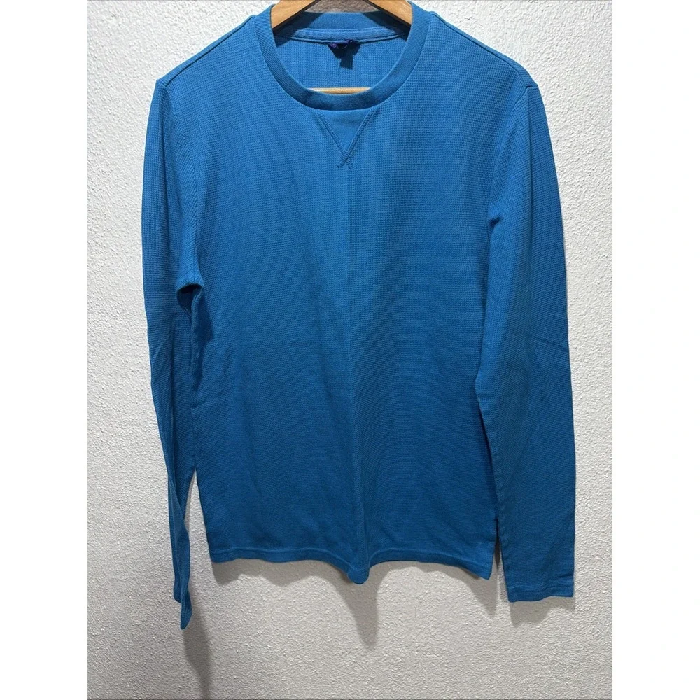 Aeropostale Shirt Mens L Blue Thermal Waffle Knit Long Sleeve Crewneck Tee